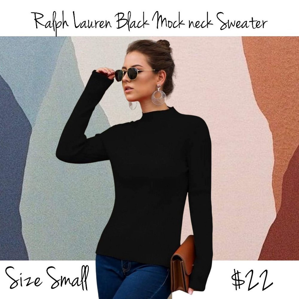 Ralph Lauren Black Mock Neck Sweater Sm